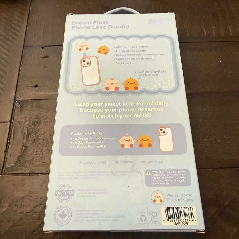 Artikl Peek-a-Pals Dream float iPhone 15 Case Bundle Chicks Liquid Glitter New
